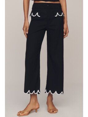 The Colette Scalloped Crop Wide-Leg Pants by Maeve 29
